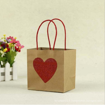 Sac en papier cadeau personnalisé impression écologique coeur rouge bonne année